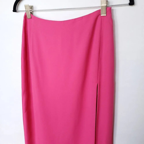 H&M Conscious Collection Women’s Maxi Skirt US 4 Hot Pink with Thigh High Slit - Picture 10 of 15